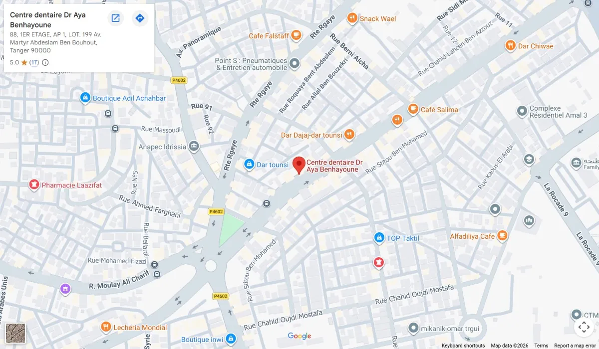 Localisation du Centre Dentaire Dr. Aya Benhayoune sur Google Maps